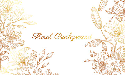 hand drawn golden floral background