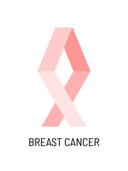 Pink ribbon. Breast cancer awareness symbol. World breast cancer day.