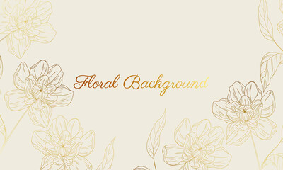 hand drawn golden floral background