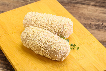 Raw chicken cutlet for roast