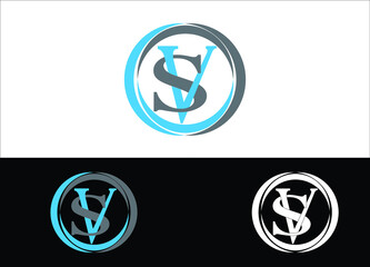 Initial Letter SV Logo or Icon Design Vector Image Template
