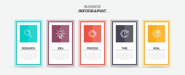 Infographic design with icons and 5 options or steps. Thin line vector. Infographics business concept. Can be used for info graphics, flow charts, presentations, web sites, banners, printed materials.