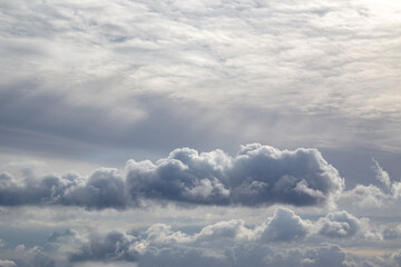 Sky with windy weather clouds scattered by harsh wind. Windy weather concept. Climate change background.