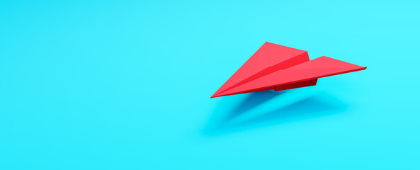 3d rendering red paper planes on blue background.leadership concept