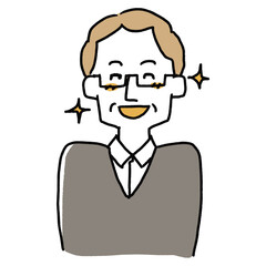 喜んでいる高齢男性