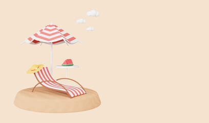 3D rendering summer background with copy space for your text.