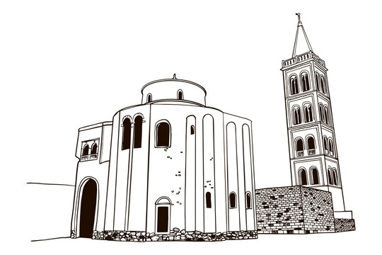black and white church building sketch clip art preview