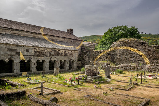 ruins of the Cistercian abbey of Mazan founded in the 12th century