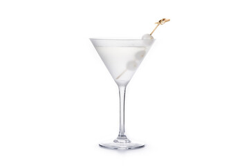 Gibson martini cocktail with onions isolated on white background - obrazy, fototapety, plakaty