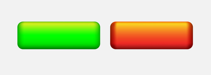 Set of blank buttons. Red and green button. Vector illustration isolated on white background.