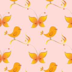 Easter seamless background with chickens...Cartoon illustration as texture...Happy Easter.