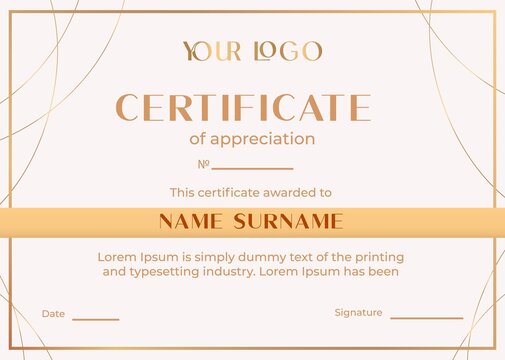 Vector Template Of Horizontal Elegant Certificate For Beauty Teacher