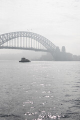 Sydney Harbor Bridge in the fog