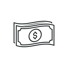 Dollar cash icon. Money symbol. Currency sign isolated on white background. Vector illustration