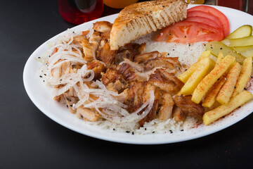 Close up of open kebab plate served on a plate