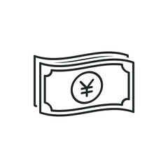 Yuan cash icon. Money symbol. Currency sign isolated on white background. Vector illustration