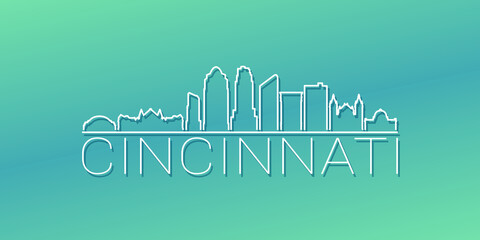 Cincinnati, OH, USA Skyline Linear Design. Flat City Illustration Minimal Clip Art. Background Gradient Travel Vector Icon.
