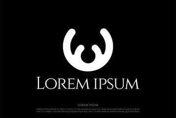 Simple Minimalist Deer Reindeer Horn Logo Design Vector