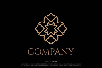 Simple Minimalist Geometric Elegant Beauty Flower Logo Design Vector