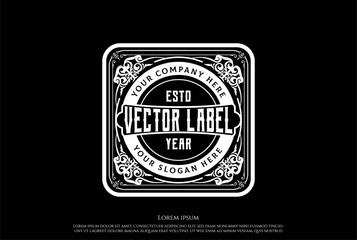 Obraz premium Classic Old Retro Vintage Luxury Golden Border Label Logo Design Vector