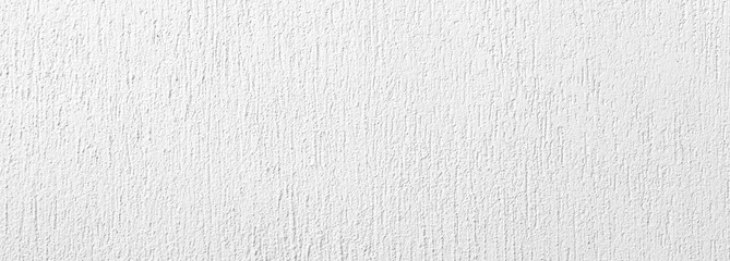 Panorama of Vintage white painted cement wall with rough surface texture and background seamless
