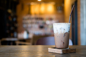 Iced mocha with milk foam on top