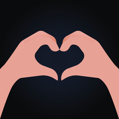 Modern Flat Vector Concept Illustrations. Social Media Ads with Hand Gesture Heart Symbol. Poster Concept. Web Banner.