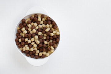chocolate cereal bowl isolated on white background