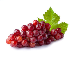 Sweet pink grapes with leaves