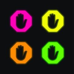 Ad four color glowing neon vector icon