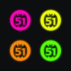 51 On Social Logo four color glowing neon vector icon