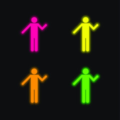 Basic Silhouette four color glowing neon vector icon