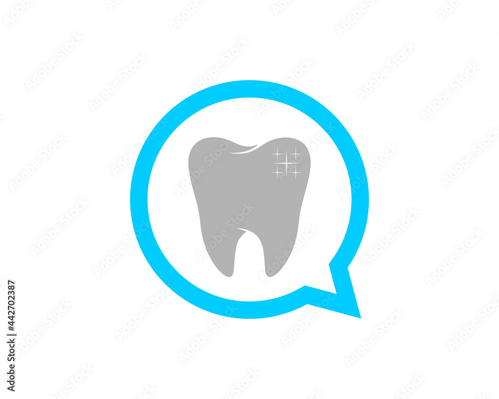 Sticker clean teeth inside the bubble chat logo