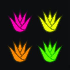 Agave four color glowing neon vector icon