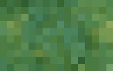 Abstract pixel green background. Geometric texture from green squares. Vector pattern of square pixels. A backing of mosaic squares. Vector illustration