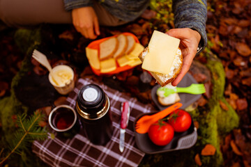 Campsite kit for snacks and drinking tea or coffee.