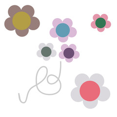 Simple vector abstract flowers for a variety of designs in different shades