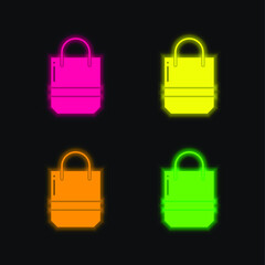 Bag four color glowing neon vector icon