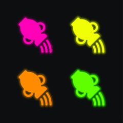 Aquarius four color glowing neon vector icon