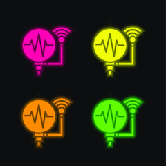 Assistant four color glowing neon vector icon