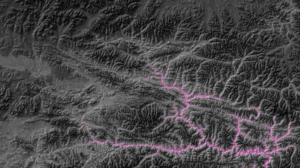 Black and Pink Digital Elevation Model in Northeast of India and West of China