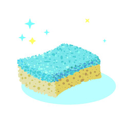 sponge for washing dishes, bath and shower, turquoise and yellow, green and yellow.