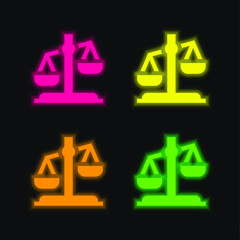 Balance four color glowing neon vector icon