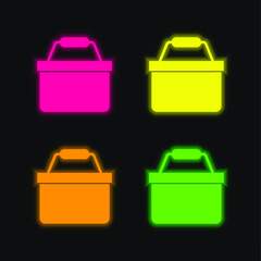 Basket four color glowing neon vector icon