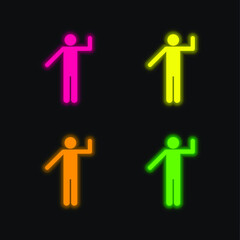 Basic Silhouette four color glowing neon vector icon