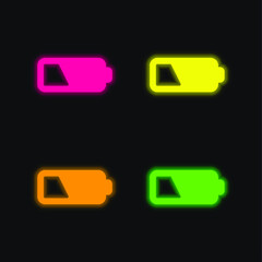 Battery four color glowing neon vector icon