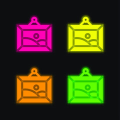 Artwork four color glowing neon vector icon