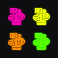 App four color glowing neon vector icon