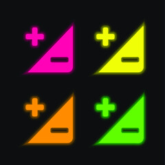 Adjustment Button four color glowing neon vector icon