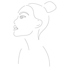 drawing of a girl line sketch, isolated, vector